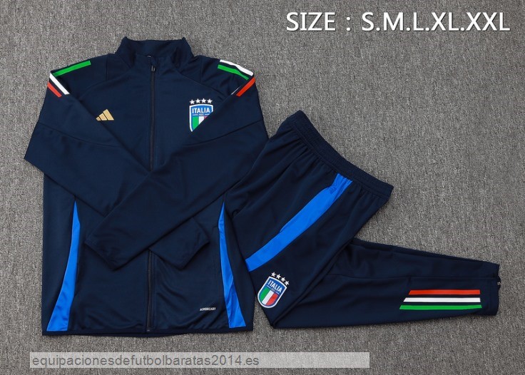 Nuevo Conjunto Completo Ropa Deportiva Con Cremallera Larga Italia 2024 Azul I Marino Baratas